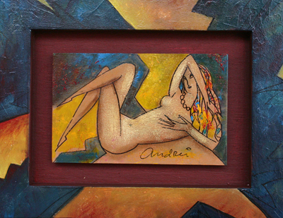 "Nude on Blue & Yellow" NEW 